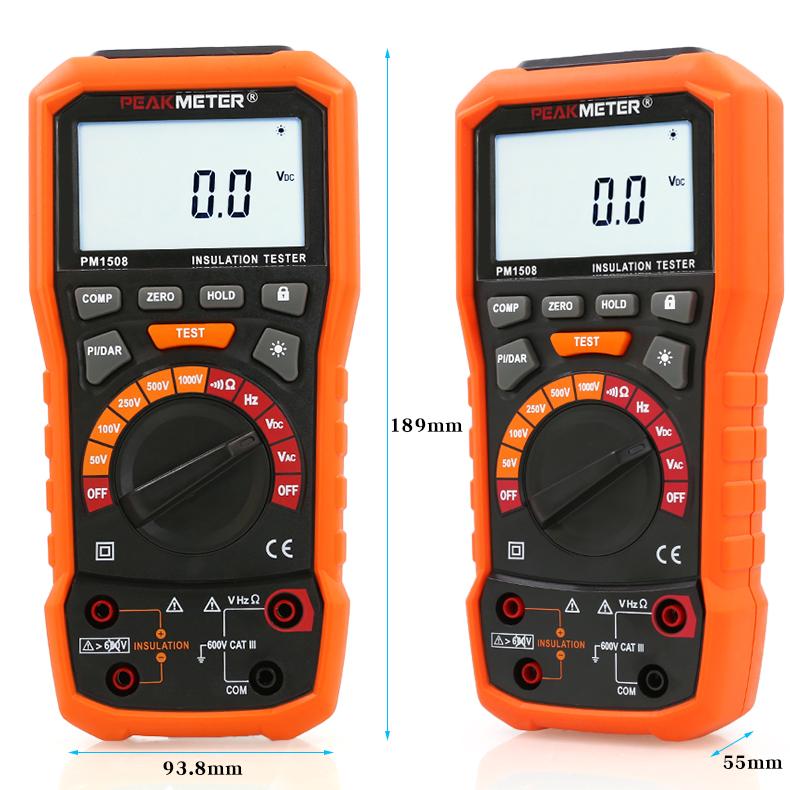PEAKMETER PM1508 High Precision Handheld Insulation Resistance Tester, an Electronic Megohmmeter Insulation Resistance Meter