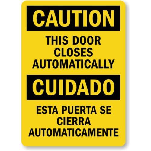 

Bilingual Door Closes Automatically Aluminum Weatherproof SignAluminum 20x30cm（7.8x11.8inch）