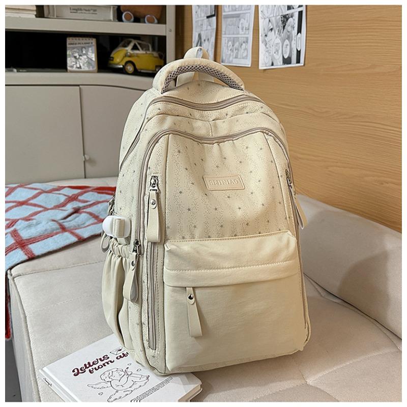 Fresh and Simple Chinese Schoolbag Women's High-value Star Printing Campus Backpack Large-capacity Travel Backpack