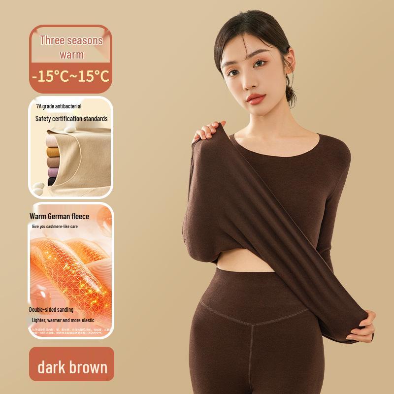 Women's German Velvet Seamless Plush Warm Round Neck Shirt - Thickened Winter Inner Wear