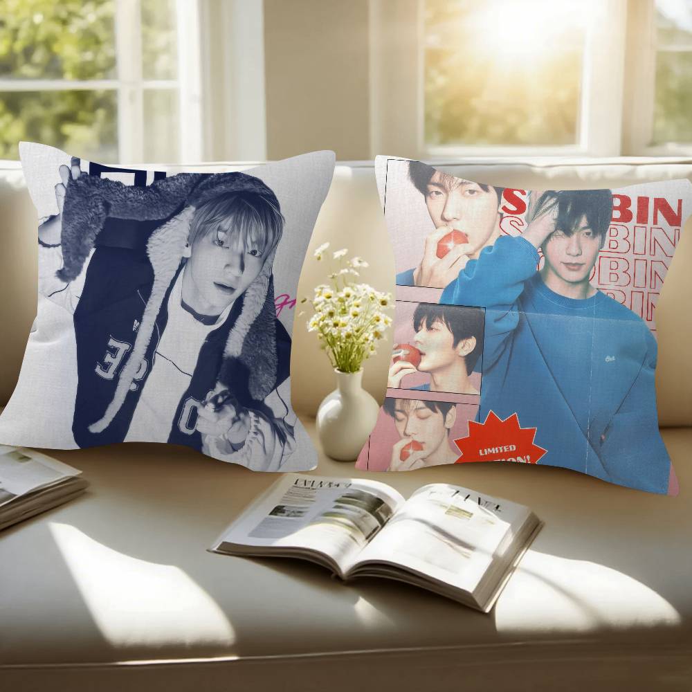 Kpop Group TxT Soobin   Office Cushion Pillowcase Car Cushion Cover45X45CM Lumbar Pillowcase Sofa Pillowcover