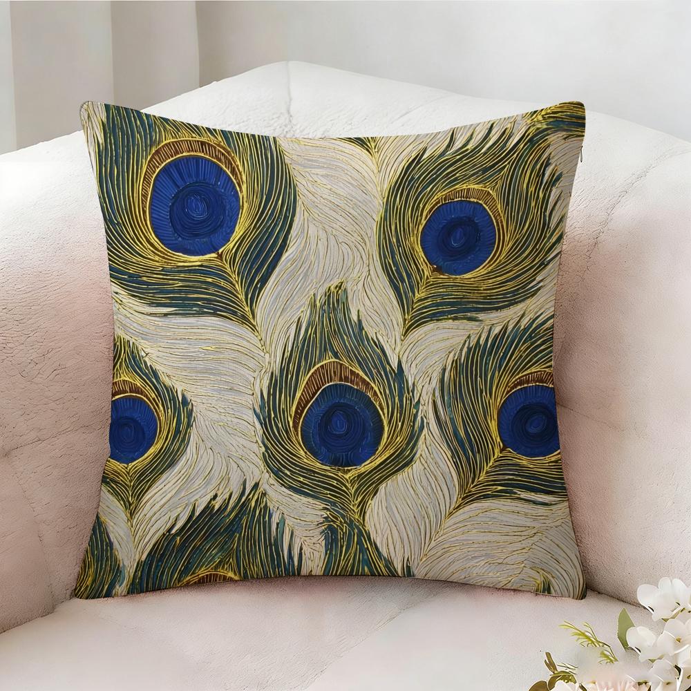 Peacock Texture Pillow Case Pillowcase Doublesided Printed Sofa Cushion Bedroom Headboard Pillow