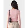 Women Side Ruched Long Sleeve Slim Fit Thin Sunscreen Casual Base T Shirt