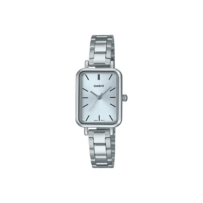 CASIO Exquisite Small Square Quartz Movement Watch Women's Watch Silver Dial (Unisex) Japanese Korean Watches LTP V009D 2E