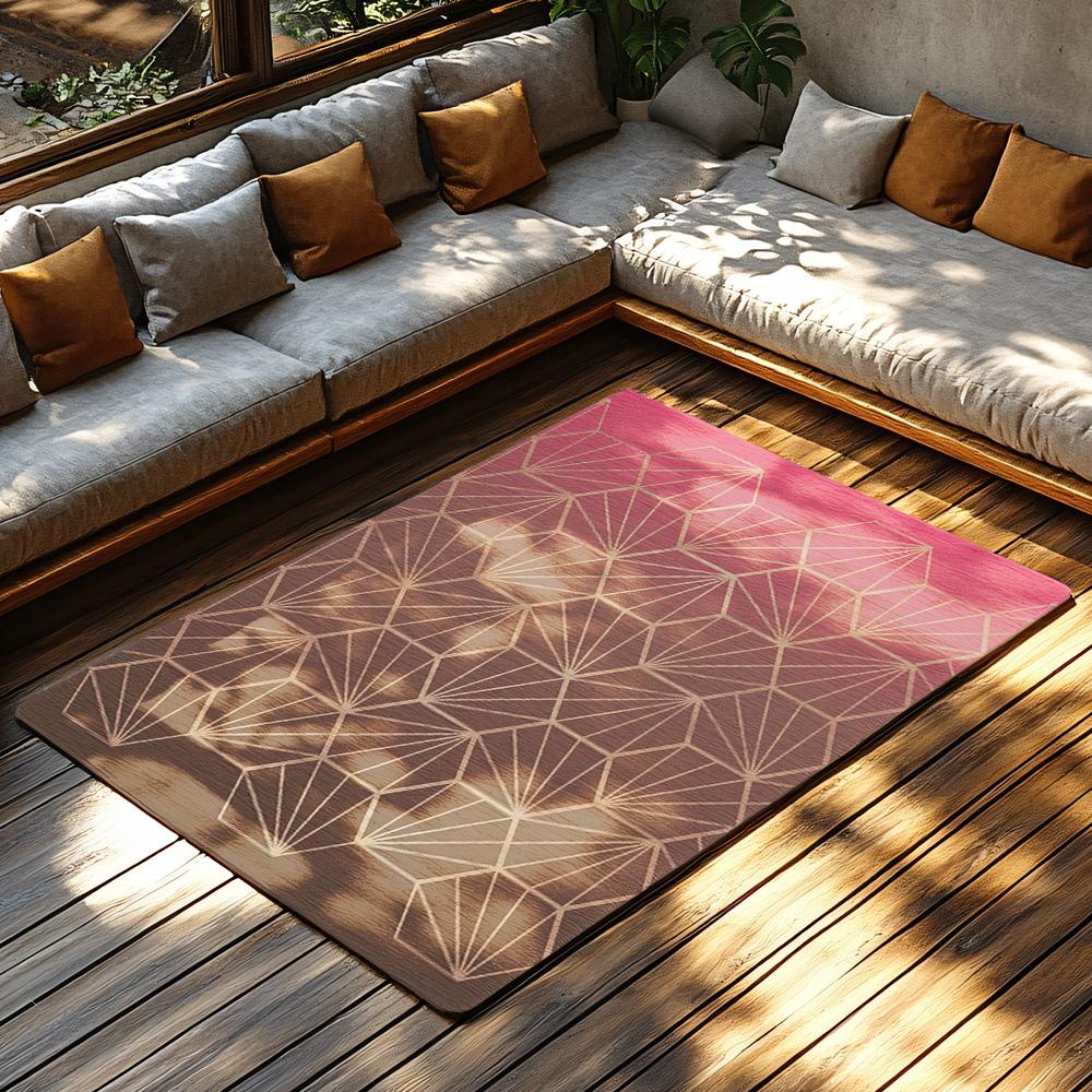 Geometric Pink Area Rug Modern Abstract Carpet Non-Slip Floor Mat Living Room Bedroom Home Decor Stylish Accent Rug Contemporary