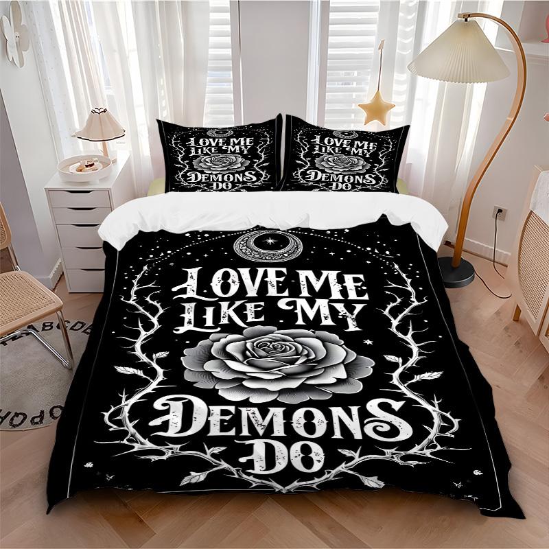 

3pcs bedding set Rose Demons Includes 1 Comforter + 2 Pillowcases, Without Pillow Inserts, Soft Comfortable, Lightweight Breathable149 135x200cm
