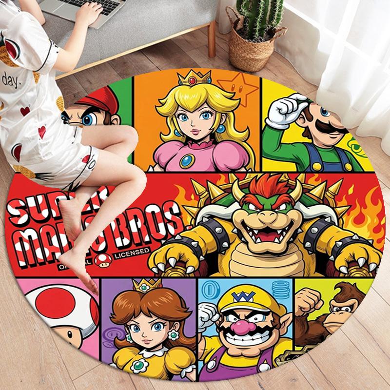 Super Mario Round Area Rug Carpet Rug For Living Room Bedroom Sofa Playroom Decor Nonslip Floor Mat
