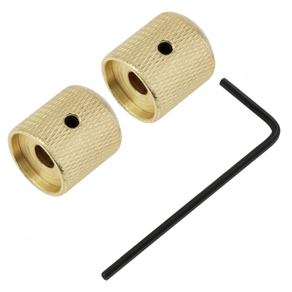 2ks kovové klenuté bílé mušle Horní knoflíky pro ovládání tónu pro elektrickou kytaru / baskytaru s nastavovacím klíčem