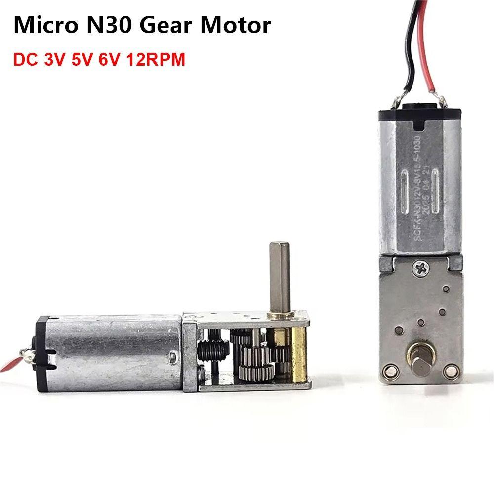 1Pcs New DC 3V 5V 6V 12RPM Micro N30 Gear Motor Single Long Shaft Mini Gearbox Motor Slow Speed High Torque Reduction Motor