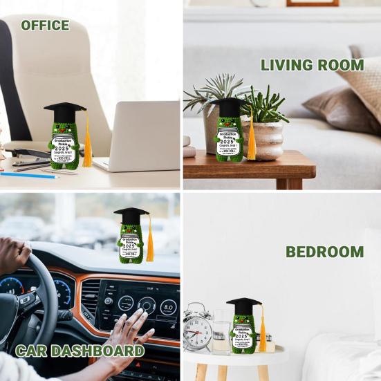 Yousheng Crochet Graduation Pickle with Tassels Positive Card Handmade Knitting 2025 Graduates Cucumber Doll Stress Relief Toy Desktop Decoration