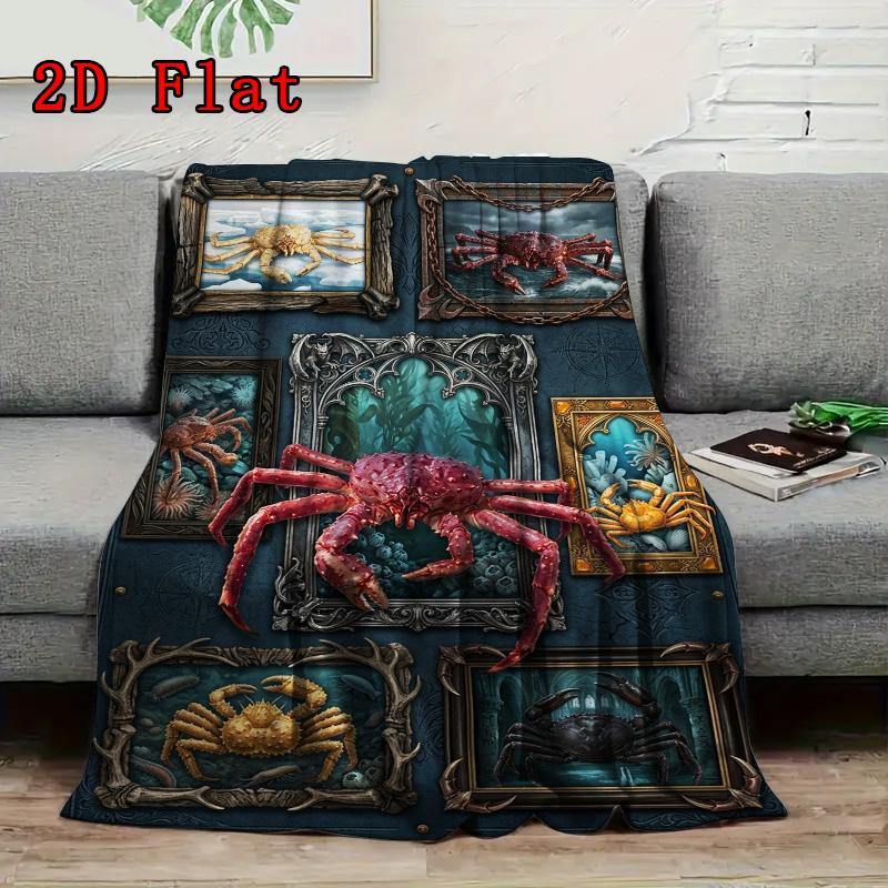 Crab Gallery 2D Flat Pattern Flannel Blanket, High quality All Seasons, Home Decor, Warmth and Comfort, Perfect for Christmas Gifts.