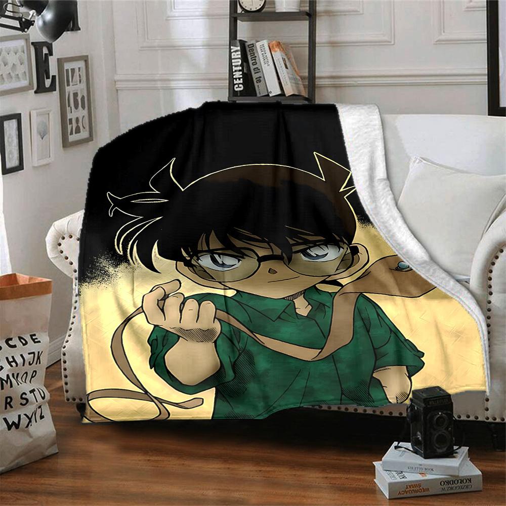 1pc Detective Conan Flannel Throw Blanket - HD Printed Lightweight Soft Warm All-Season Blanket for Sofa, Bed, Travel, Camping - Machine Washable039