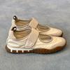 Soft Leather Version~ Miu Home Leather Inner Height Increase Mary Jane Single Shoes Women's 2025 New Velcro Casual Ballet Shoes