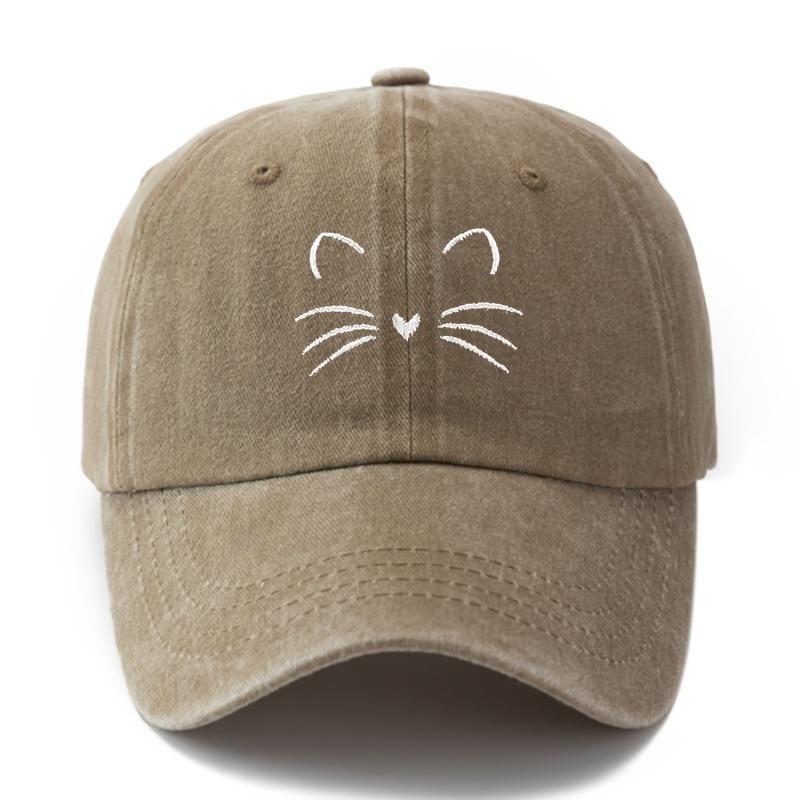 Plain Cute Cat Embroidery Baseball Cap For Women And Men Fashion Curved Brim Summer Outdoor Sun Protection Hat Gifts