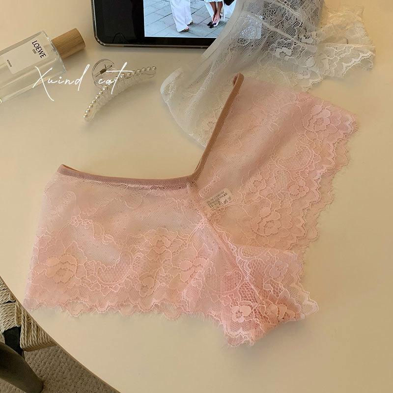 Ladies Seductive Lace Sexy Low Waist Cross Pure Desire Safety Pants Panties