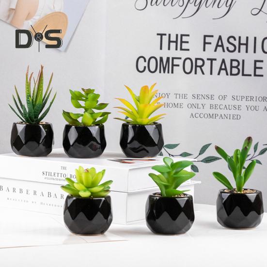 Artificial Plant Reusable Realistic PVC Fresh Keeping Easy Care Artificial Succulents Bonsai