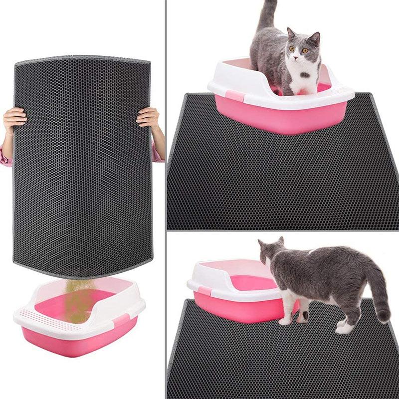 Double-layer Filter Cat Litter Mat EVA Washable Anti-lead Cat Litter Splash Pad Cat Toilet Mat Large Cat Litter Mat