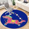 1pc Colorful Horse Ornament Chair Carpet for Office, Round Polyester Mat, Indoor Decor for Office, Easycare Fabric, Washable Non-slip Area Carpet