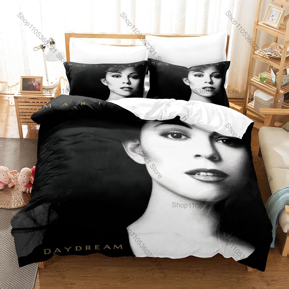 Iconic Singer Mariah Carey Bedding Set It’s Time Christmas Tour Aesthetic Signature Zipper Soft Fabric Decor Mariah Carey Lovers