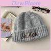 Wool Blend Embroidered Letter Knit Hat For Women Winter Warmth