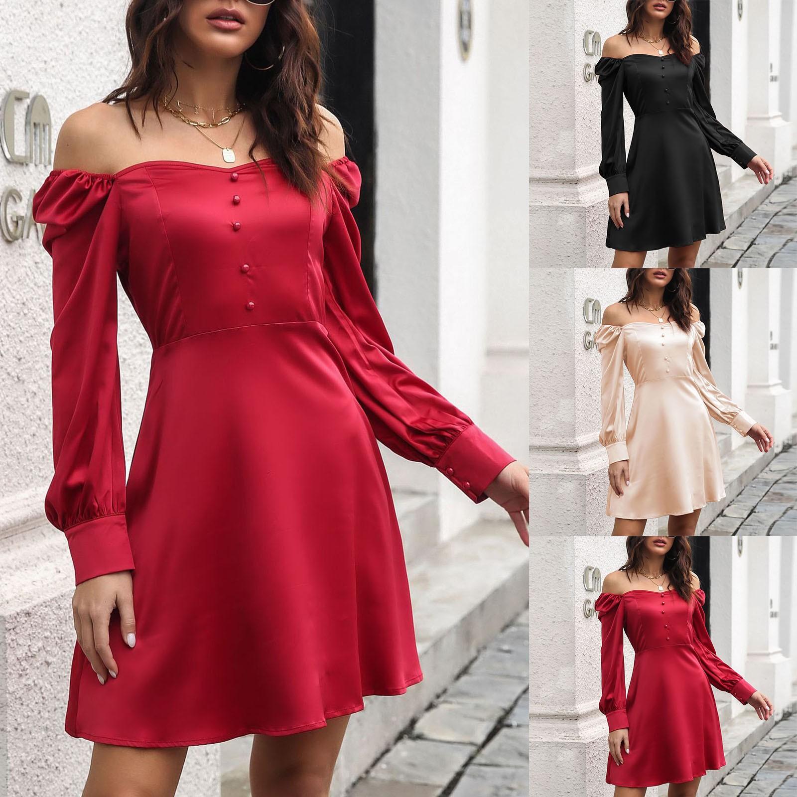 

Женское сексуальное приталенное французское платье с длинными рукавами и вырезом с пышными рукавами