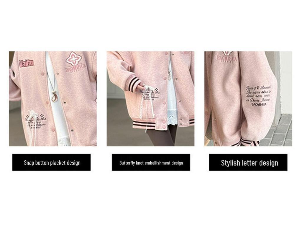 2025 Mädchen Rosa Langarm Stilvolle Herbstjacke