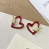 Elegant Red Heart Knot Earrings: Light Luxury, Simple & Exquisite High-End Hollow Peach Heart Studs