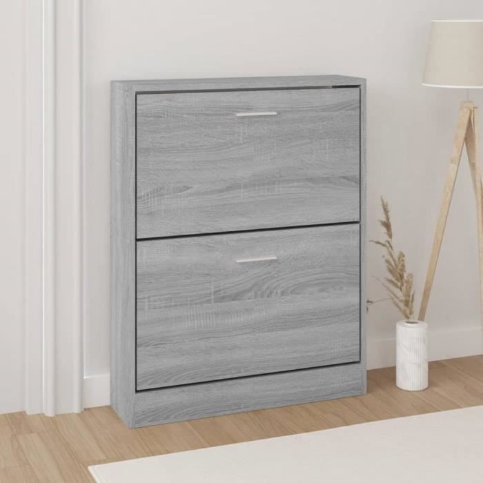VidaXL Shoe Cabinet Sonoma Grey 59x17x81 Cm Engineered Wood 342540
