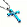 Men's Multi-layer Three-color Diamond Inlaid Cross Necklace