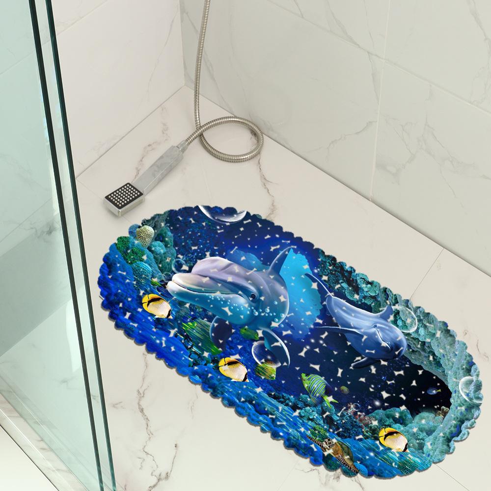 Underwater World Bathroom Mat Bath Room Floor Mat Pvc Non-Slip Mat Waterproof Suction Cup Floor Mat Foot Mat Can