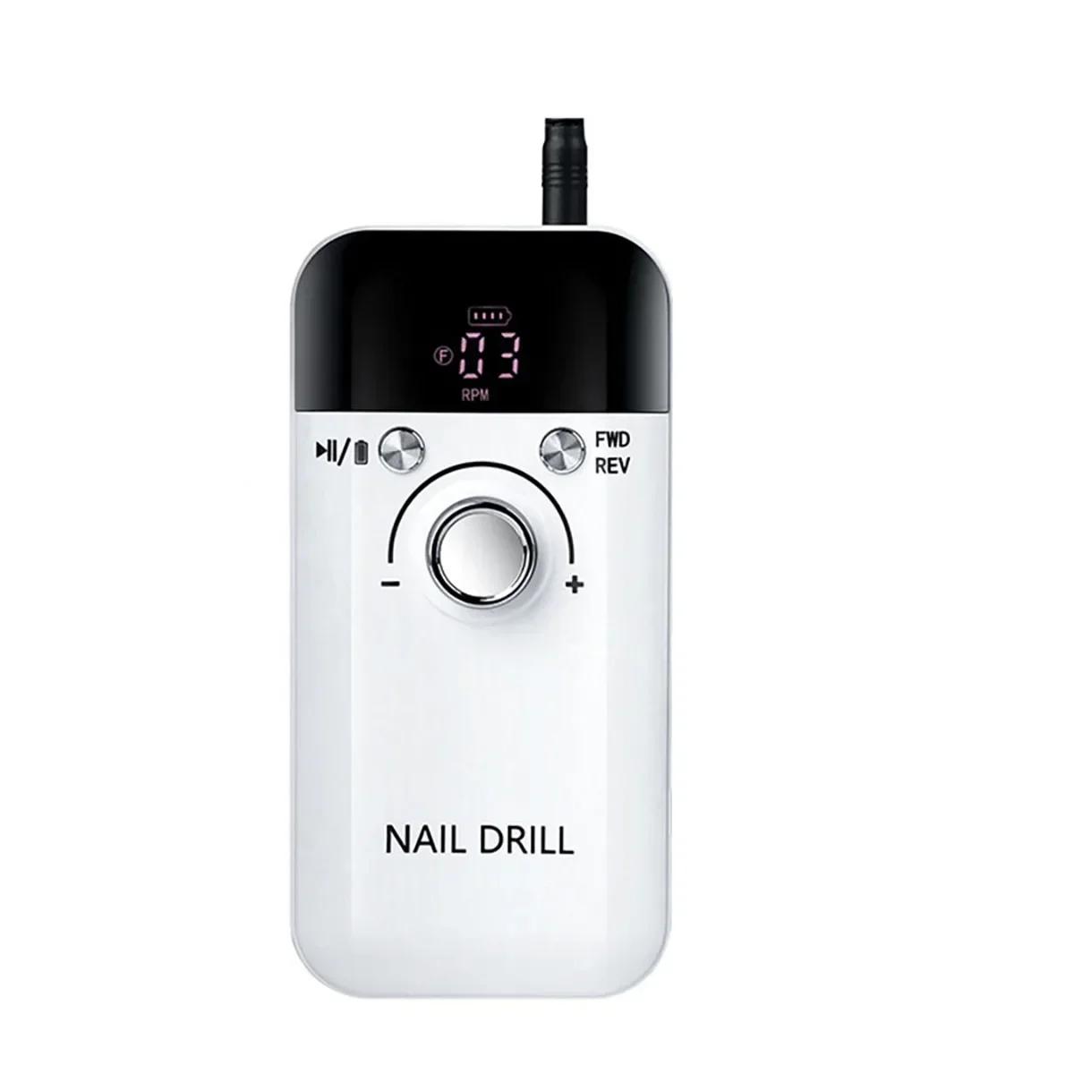 1set 45000RPM electric nail drill professional nail drill gel nail polish rechargeable portable nail file nail enhancement tool ABS белый