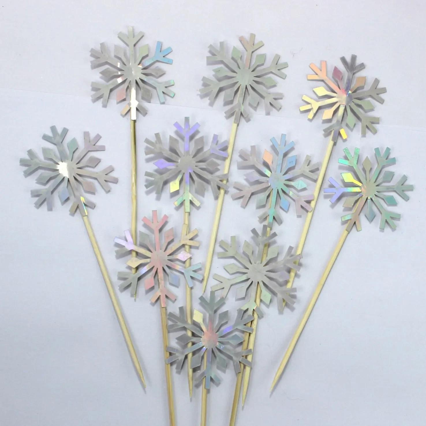 

Wholesale 10 Pcs Snowflake Cupcake Toppers Baby Girl Frozen Birthday Party Decoration Kids Christmas Cake Supplies Accessories