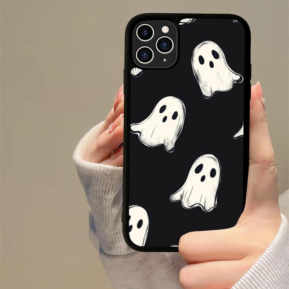 Cartoon Spooky Ghost Phone Case Silicone PC+TPU For For IPhone 11 12 13 14 15 16 Plus Pro Max Cover