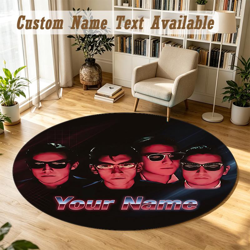 Round Rug Custom NameArctic Monkeys Pattern Non Slip Carpet Home Floor Decor