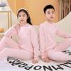 Velvet Warm Underwear Set for Junior High Teens - Half-High Collar Top & Pants