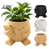 Small Cactus Flower Container 3D Printed Cute Character Succulent Planter, Sleepy Face Pot with Unique Nordic Style Pillow, Mini Desktop Plant