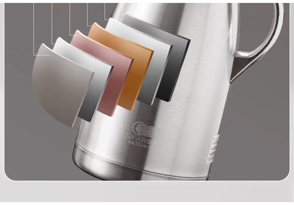 European Style 304 Stainless Steel Double-Layer Vacuum Thermos Flask, Large Capacity Roman Pot for Home Use, Anti-Scald.