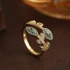 Copper Leaf Luxury Ring Ear of Wheat Leaves Opening Finger Ring Clothes Accessories
