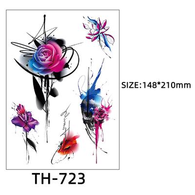 Flower Tattoo Stickers Colorful Flowers, Bright Flowers, Rose Tattoo Stickers Tattoo