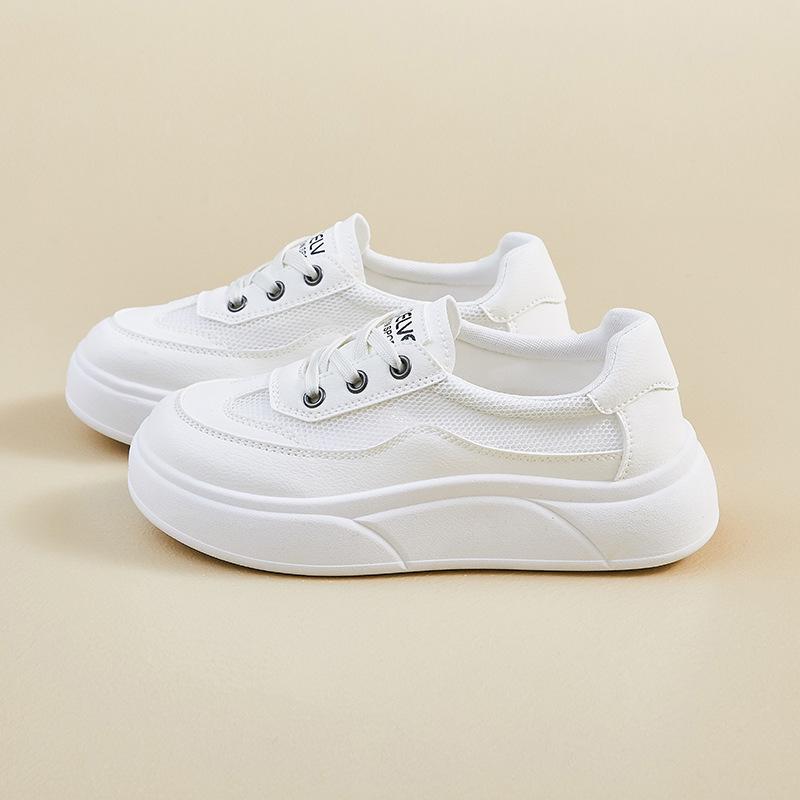 New Summer White Shoes for Female Students' Mesh Breathable Height-enhancing Casual Shoes