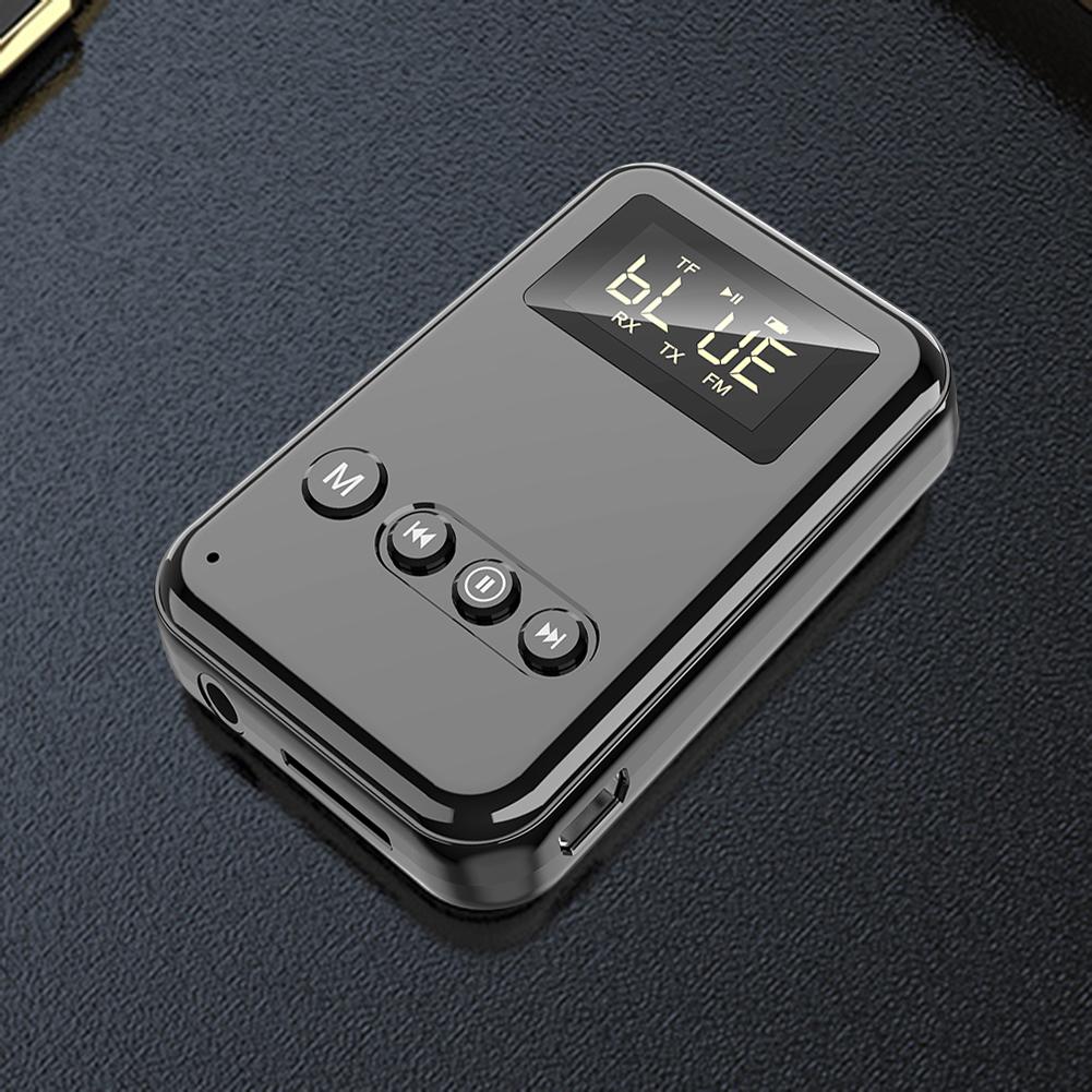 Bluetooth-compatible 5.0 FM Transmitter Support TF Card Play with HD LED Screen Built in 300mA Polymer Battery for PC Projector