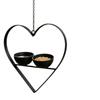 Decorative Heart-Shaped Outdoor Hanging Bird Feeder with Two Bowls