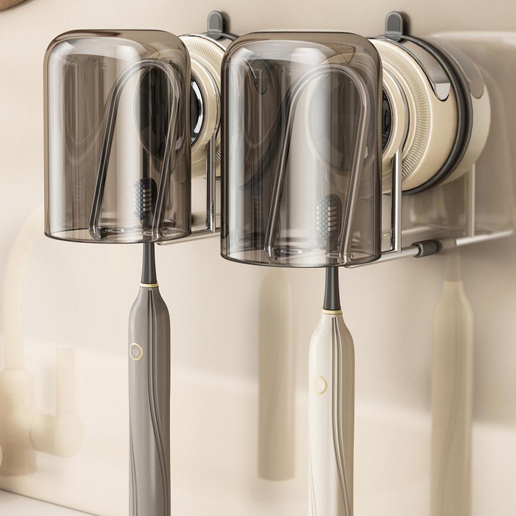 Suction Cup Toothbrush Holder, Wall Mount, Easy Install, No Drill, Modern Multifunction Bathroom