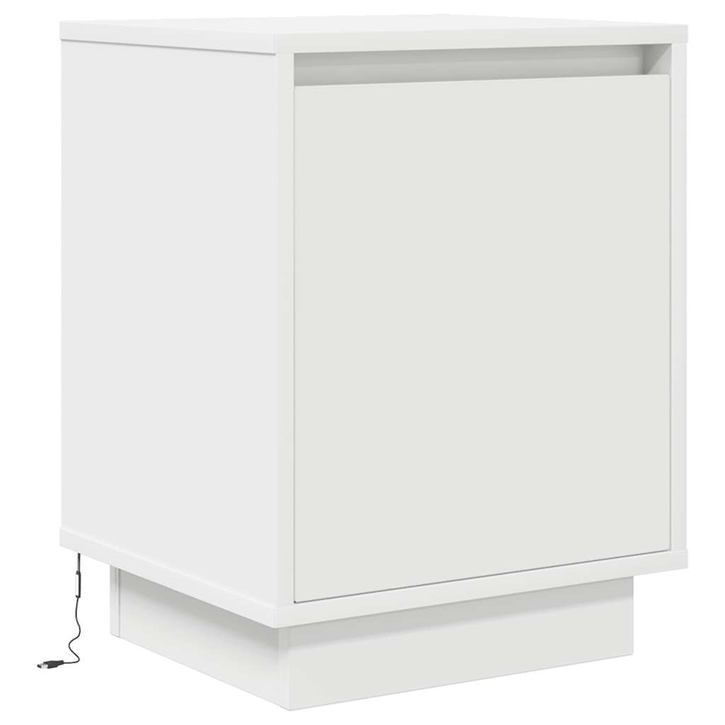 Szafka Nocna Z Oświetleniem Led Biała 38X34X50 Cm