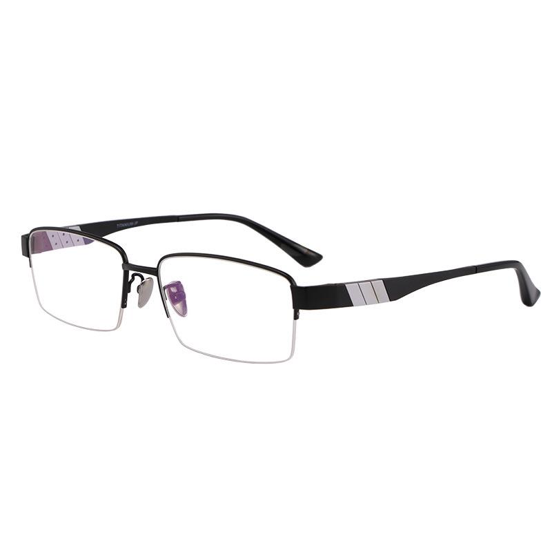 Extra Wide Semi-Rimless Men's Glasses for Myopia & Astigmatism, Large Face Fit, Pure Titanium Frame
