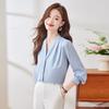 Tluoman Professional Women's V-Neck Long Sleeve Blouse
