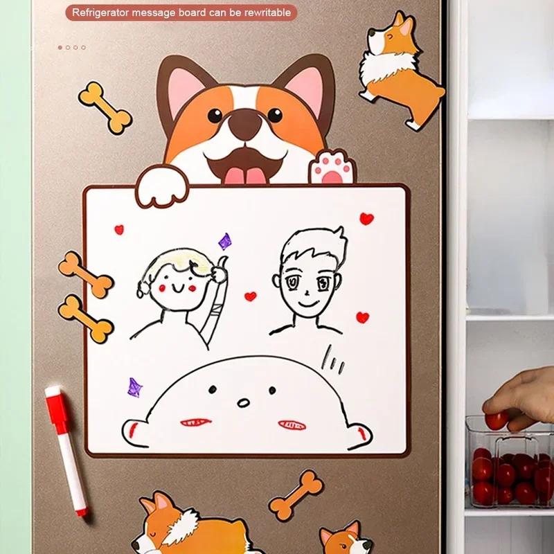 Cute Cartoon Dog Shaped Refrigerator Magnet Message Board Erasable Dog Whiteboard Magnet Personalized Creative Blackboard