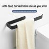 No-Drill Black Bathroom Tissue Box with Creative Curved Hook for Toilet Paper Storage