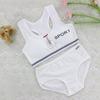 Girls Solid Cotton Sports Bra Training Vest Wireless Removable Pads Student Underwear Set
