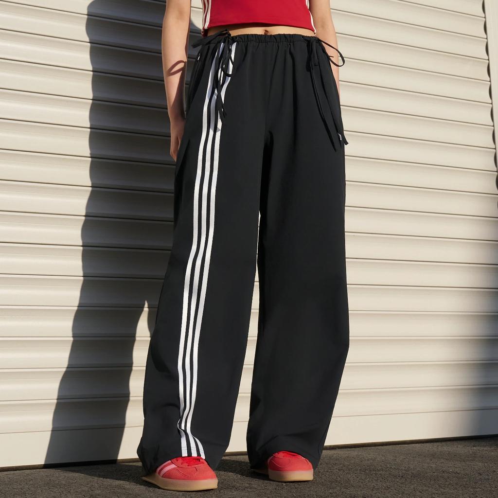 Adidas Originals Ribbon Loose Fit Striped Mid Waist Sports Casual Pants Women bottoms KY5688